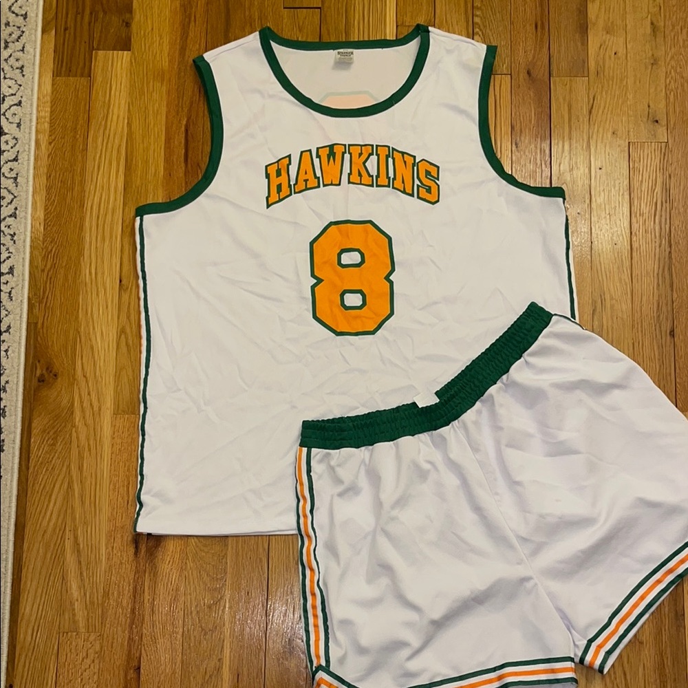 Stranger Things Halloween costume Hawkins White & Green Sports Jersey Set XL Men
